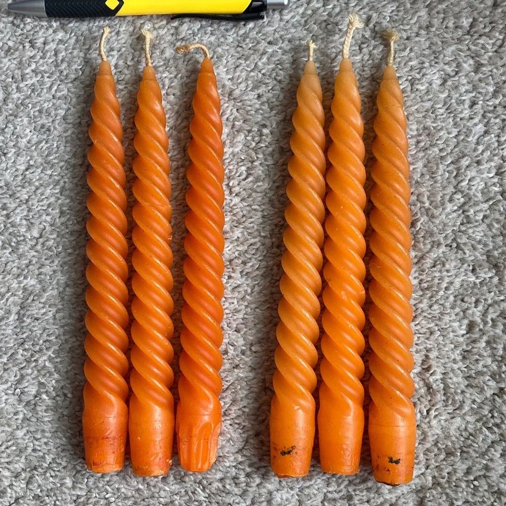 Orange Twisted Taper Candles - Set of 6